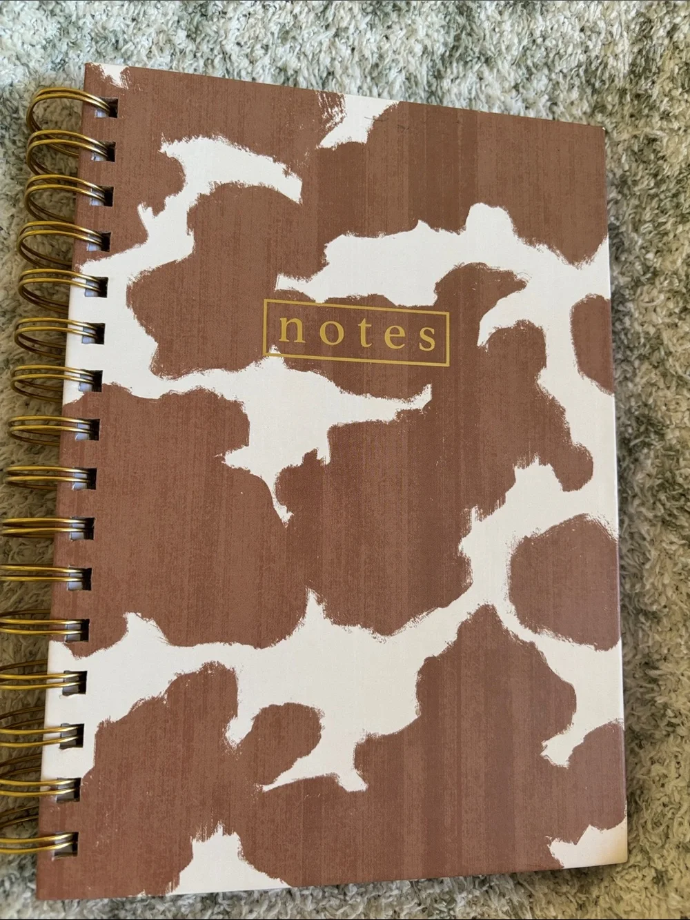 Notes Spiral Lined Notebook Journal Brown & White Cowhide Western NWT 250pg